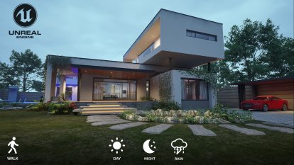 Real-Time Interactive Walkthrough of a Modern House in Unreal Engine 5.3